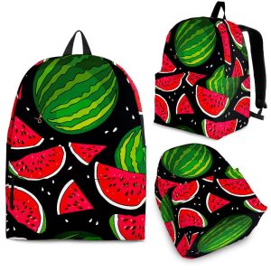 Black Watermelon Pieces Pattern Print Back To School Backpack BP514