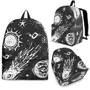Black White Galaxy Outer Space Print Back To School Backpack BP513