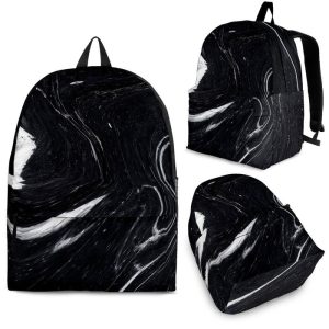 Black White Liquid Marble Print Back To School Backpack BP511