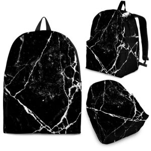 Black White Natural Marble Print Back To School Backpack BP510