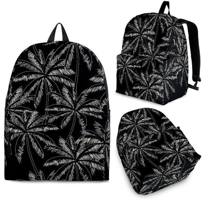 Black White Palm Tree Pattern Print Back To School Backpack BP509