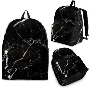 Black White Scratch Marble Print Back To School Backpack BP508