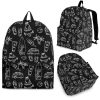 Black White Surfing Pattern Print Back To School Backpack BP506