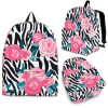 Black White Zebra Floral Pattern Print Back To School Backpack BP504