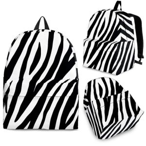 Black White Zebra Pattern Print Back To School Backpack BP502
