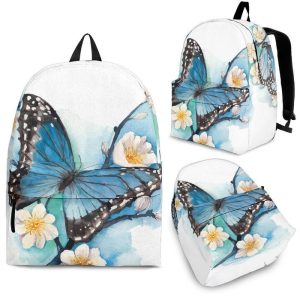 Blossom Blue Butterfly Pattern Print Back To School Backpack BP151
