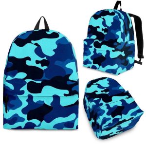 Blue And Black Camouflage Print Back To School Backpack BP393