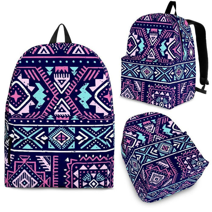 Blue And Pink Aztec Pattern Print Back To School Backpack BP443