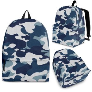 Blue And White Camouflage Print Back To School Backpack BP369