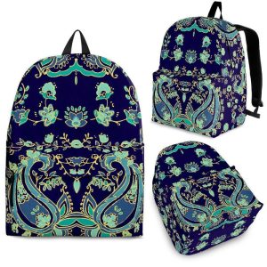 Blue Bohemian Paisley Pattern Print Back To School Backpack BP426