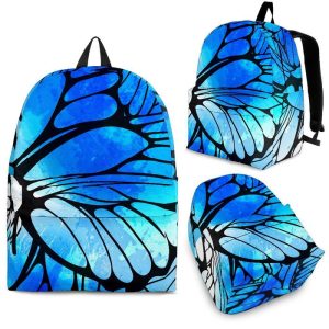 Blue Butterfly Wings Pattern Print Back To School Backpack BP396