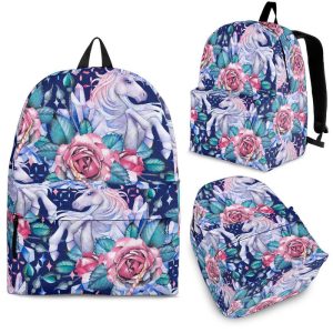 Blue Fairy Rose Unicorn Pattern Print Back To School Backpack BP486