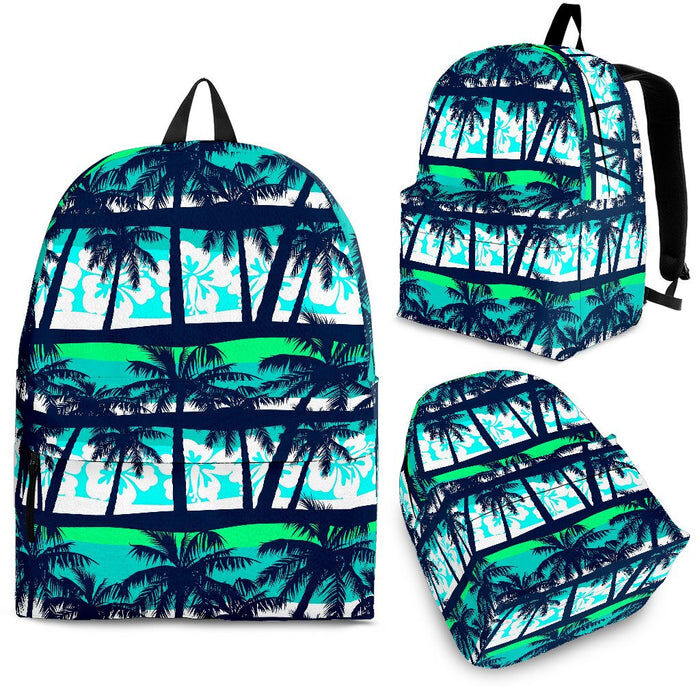 Blue Hibiscus Palm Tree Pattern Print Back To School Backpack BP134