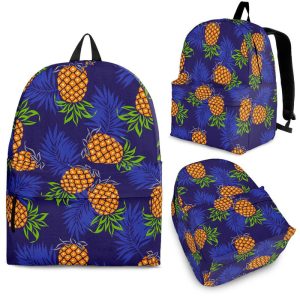 Blue Leaf Pineapple Pattern Print Back To School Backpack BP484