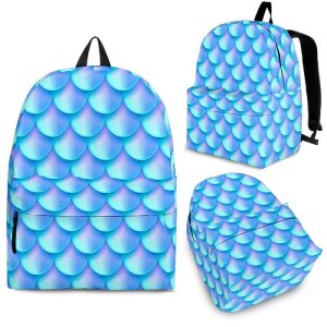 Blue Neon Mermaid Scales Pattern Print Back To School Backpack BP481