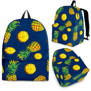 Blue Pineapple Pattern Print Back To School Backpack BP478