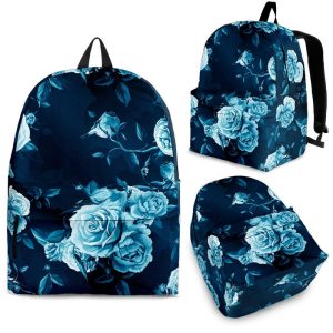 Blue Rose Floral Flower Pattern Print Back To School Backpack BP475