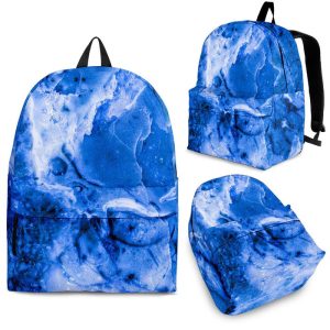 Blue Sapphire Marble Print Back To School Backpack BP474