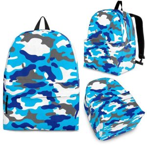 Blue Snow Camouflage Print Back To School Backpack BP386