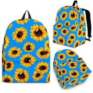 Blue Sunflower Pattern Print Back To School Backpack BP470