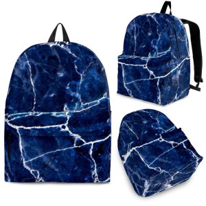 Blue White Marble Print Back To School Backpack BP464