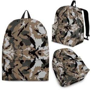Brown And Black Camouflage Print Back To School Backpack BP392