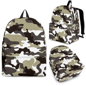Brown And White Camouflage Print Back To School Backpack BP384