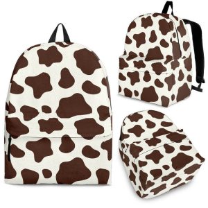 Brown And White Cow Print Back To School Backpack BP347