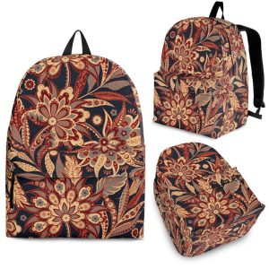 Brown Floral Bohemian Pattern Print Back To School Backpack BP457