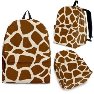 Brown Giraffe Pattern Print Back To School Backpack BP326