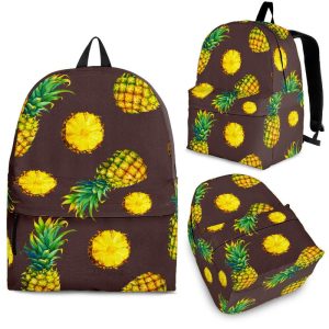 Brown Pineapple Pattern Print Back To School Backpack BP455
