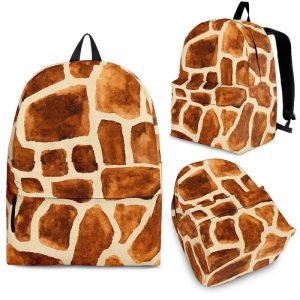 Brown Watercolor Giraffe Pattern Print Back To School Backpack BP322