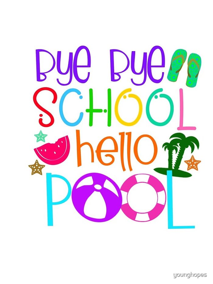 Bye Bye School Hello Pool Last Day Of School Drawstring Bag DSB416 1