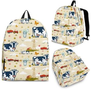 Cartoon Dairy Cow Farm Pattern Print Back To School Backpack BP146