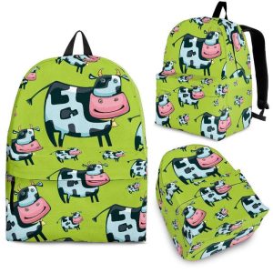 Cartoon Smiley Cow Pattern Print Back To School Backpack BP333