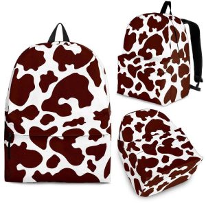 Chocolate Brown And White Cow Print Back To School Backpack BP345
