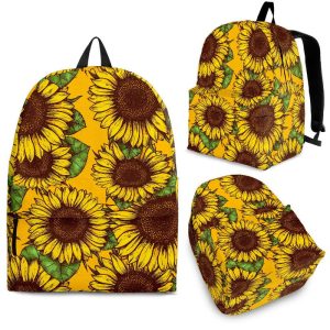 Classic Vintage Sunflower Pattern Print Back To School Backpack BP300