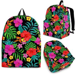 Colorful Hibiscus Flowers Pattern Print Back To School Backpack BP293