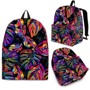 Colorful Leaf Tropical Pattern Print Back To School Backpack BP292