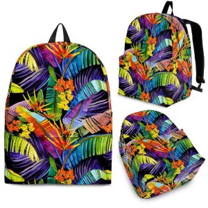 Colorful Leaves Tropical Pattern Print Back To School Backpack BP290