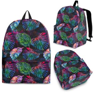 Colorful Tropical Leaves Pattern Print Back To School Backpack BP281