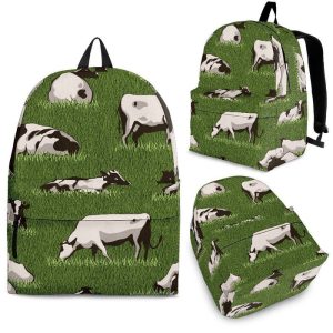 Cow On Green Grass Pattern Print Back To School Backpack BP335