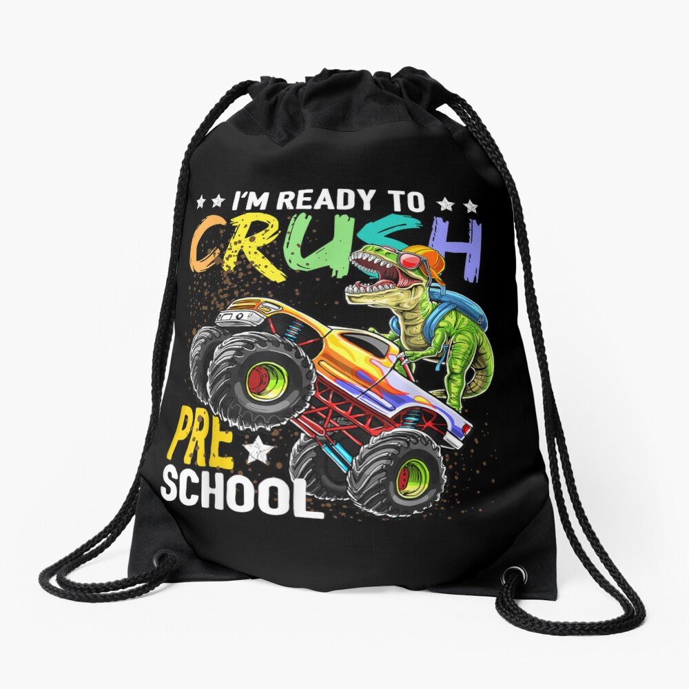 Crush Preschool Dinosaur Monster Truck Back To School Boys Drawstring Bag DSB555