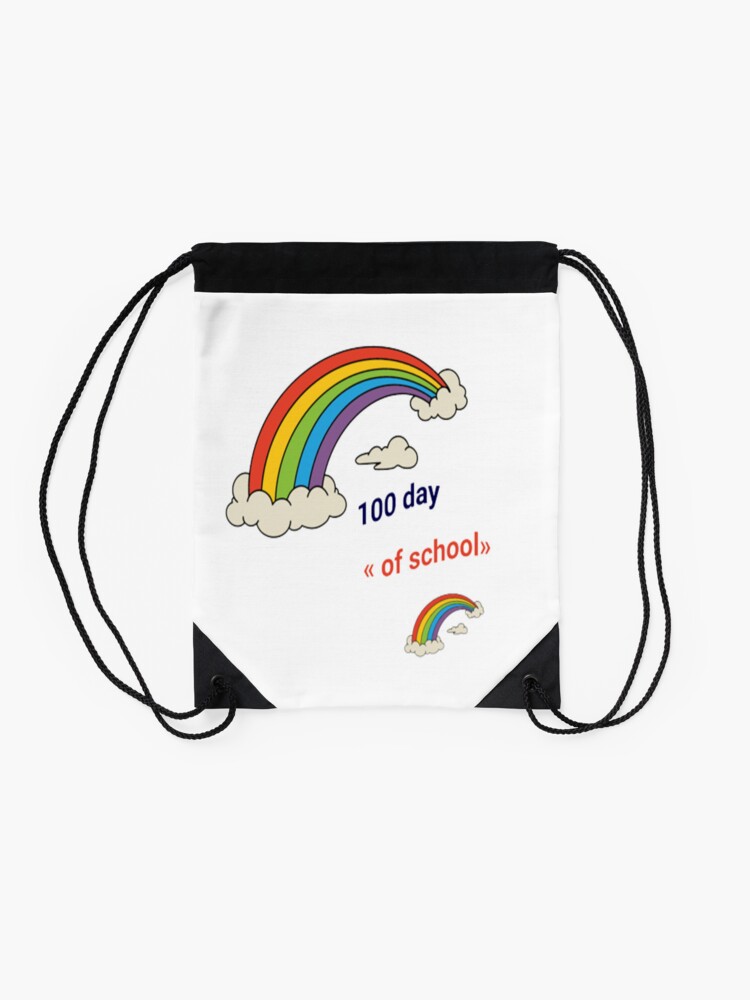 Cute-100Th-Day-Of-School-Rainbow-Boys-Girls-Drawstring-Bag-DSB614-2 Cute 100Th Day Of School Rainbow Boys Girls Drawstring Bag DSB614 2