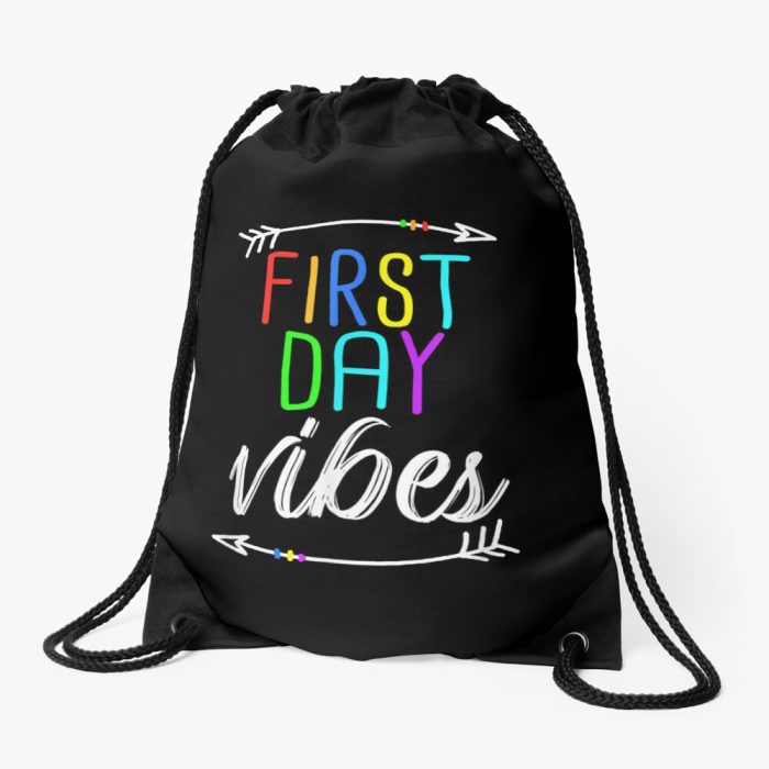 Cute First Day Of School Vibes Design For Back To School Drawstring Bag DSB142