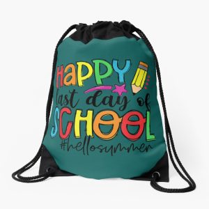 Cute Happy Last Day Of School Hello Summer Drawstring Bag DSB1463