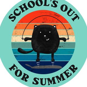 Cute Retro Last Day Of School Schools Out For Summer Teacher Funny Black Cat Drawstring Bag DSB226 1