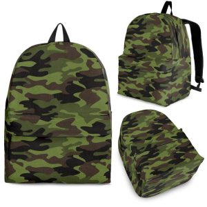 Dark Green And Black Camouflage Print Back To School Backpack BP379