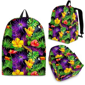 Dark Hawaiian Tropical Pattern Print Back To School Backpack BP262