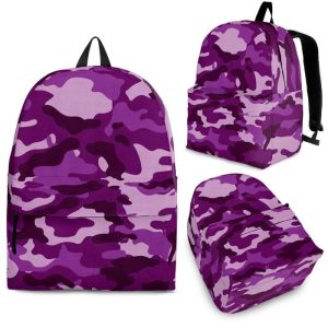 Dark Purple Camouflage Print Back To School Backpack BP149
